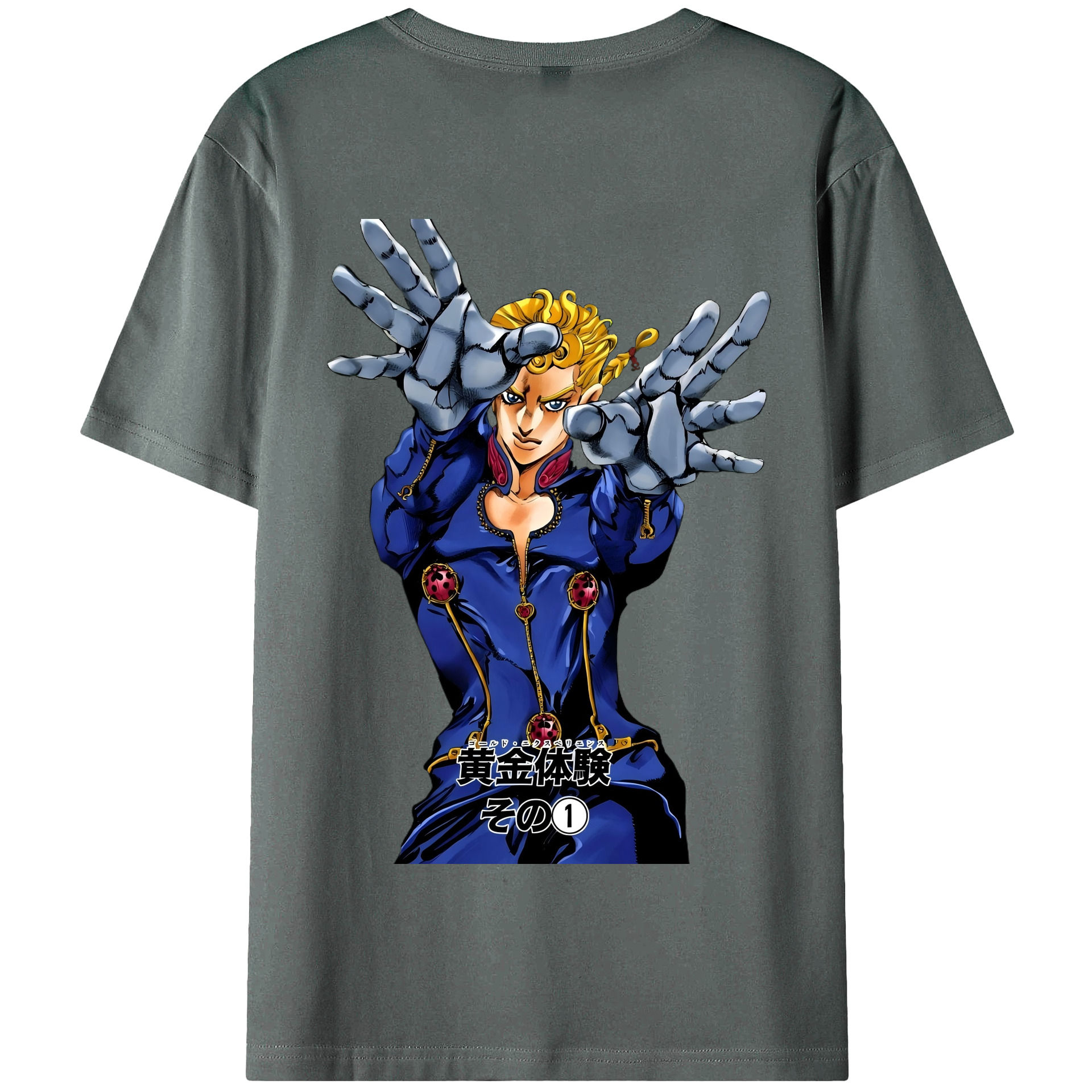 （画像用） ジョジョの奇妙な冒険 ジョルノ?ジョバァーナ JoJo's Bizarre Adventure Giorno Giovanna 綿100％半袖Tシャツ（背面プリント）